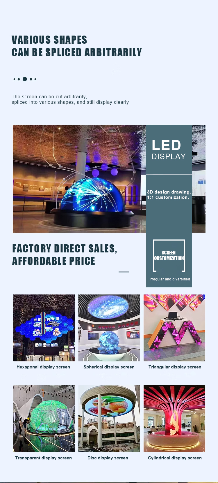 3D Immersive Interaction LED Time Tunnel Screen Curved Micro LED Display