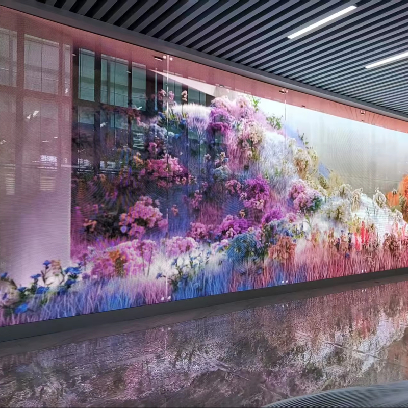 Factory Customized Indoor Shopping Mall LED Transparent Grille Display Screen for Advertising