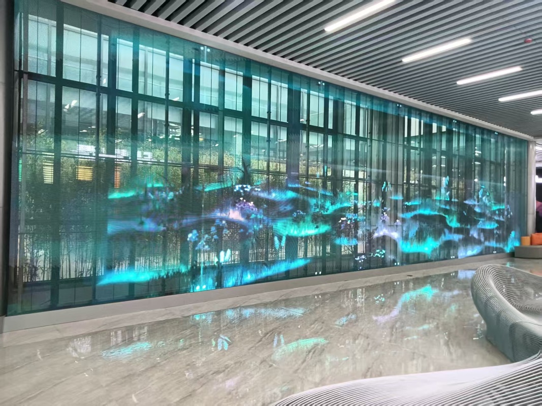Factory Customized Size Waterproof Outdoor Transparent LED Grille Advertising Screen
