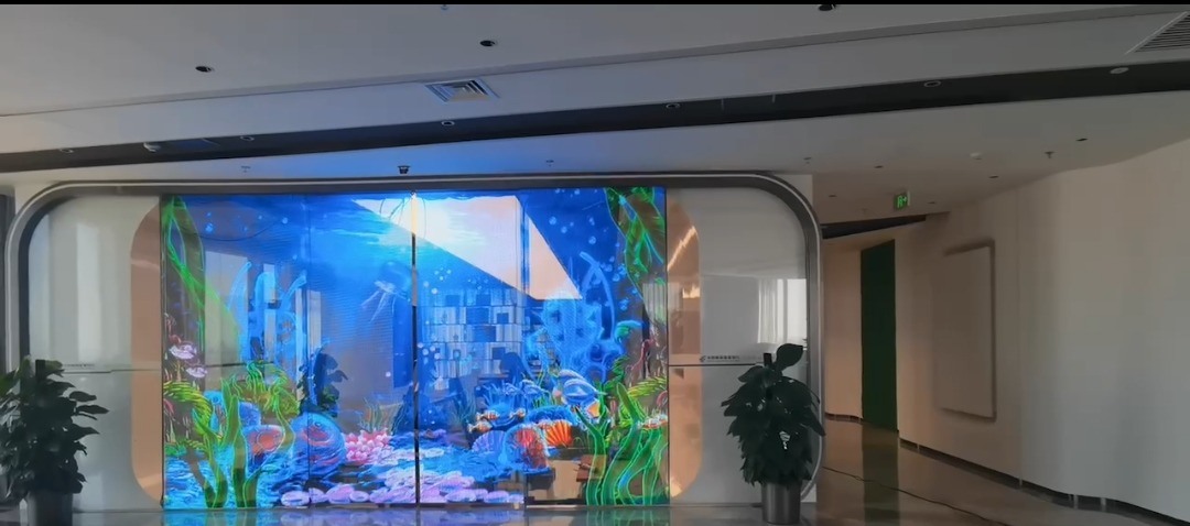 High Brightness Indoor Thin Panel Holographic Transparent LED Advertising Screen for Window Glass