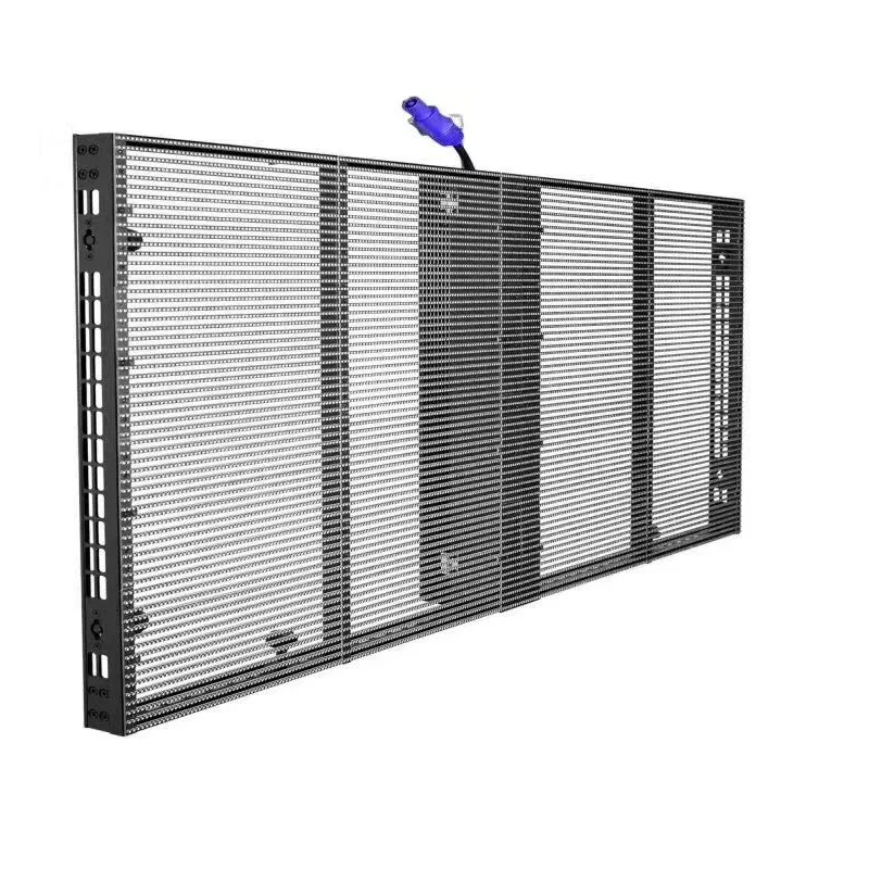 Low Price Customized Full Color Outdoor Transparent LED Grille Screen Waterproof Grid LED Screen