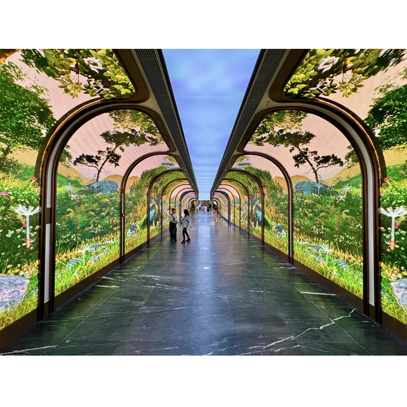 OEM Indoor Outdoor Arch Flexible LED Video Wall Interactive LED Curved Tunnel Display Immersive Tunnel Screen
