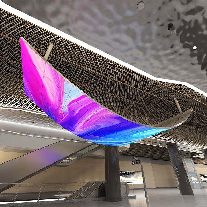 Customized Flexible LED Display Screen Cylindrical ARC Ribbon Curved Full Color HD Outdoor Waterproof Indoor LED Soft Screen