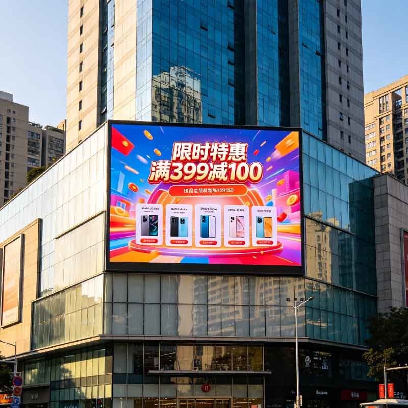 P10 Outdoor LED display screen, shopping mall activity screen, outdoor high protection, high brightness, high durability large screen